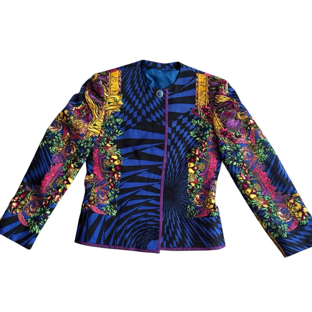 Gianni Versace setup OPTICAL BAROQUE PRINTED Jacket 38 4 wool blue purple Jacket